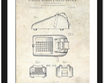 Vintage Adding Machine Patent | 1940 Office Decor Print | Accountant Gift Idea | Retro Office Wall Art | Adding Machine Blueprint"