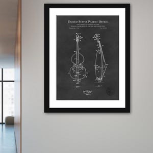 Antique Cello Design Print   | 1921 Violin Design Patent | Unique Music Decor | Perfect Gift for Musicians | String Instrument Wall Art