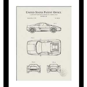 Luxury Sports Car Print | 1999 Ferrari Automobile Design Patent | Vintage Car Wall Art | Gift for 360 Modena Enthusiast |