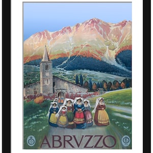 Vintage Abruzzo Italy Travel | A reproduction of Vincenzo Alicandri’s enchanting Abruzzo travel poster. (circa 1925)