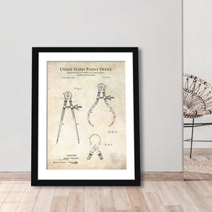 Vintage Engineering Decor | 1886 Calipers and Dividers Patent | Gift for Engineers | Office Wall Art | Precision Instrument Art