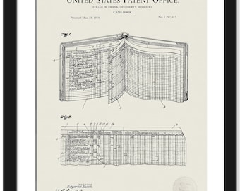 Vintage Accounting Office Art | 1919 Cash Book Patent | Gift for Accountants | Financial History Decor | Office Wall Art