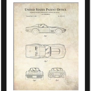 Classic Sports Car Decor | 1968 GM Patent Print | Vintage Car Wall Art | Ideal Gift for Corvette Enthusiasts