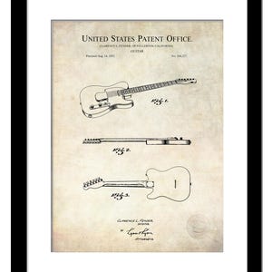 Vintage Guitar Design Print | 1951 Fender Guitar Patent | Vintage Guitar Print | Perfect gift for Guitarist | Gift for Telecaster fan