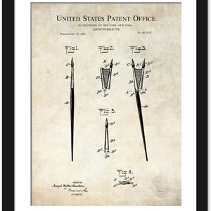 Early Artist Paint Brush | Print of 1907 Artist Tool Patent | Gift for Painter | Vintage Art Studio Decor | Art School Wall Art