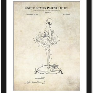 Vintage Ballerina Atomizer Art | 1928 Patent Print | Gift for Dancer or Ballet Fan | Elegant Vanity Decor | Dance Studio Wall Art