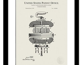 Curling Stone Design Print | 1965 Curling Equipment Patent | Unique Sports Wall Art | Gift for Curling Enthusiasts | Game Room Decor
