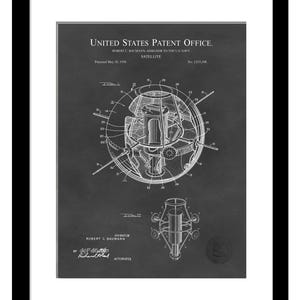 Early Satellite Design Print | 1958 US Navy Patent | Unique Gift for Space Enthusiasts | Art for Study or Office | Retro Space Decor