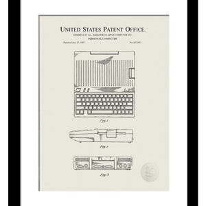 Iconic Personal Computer Design | Print of 1987 Apple Computer Patent | Gift for Apple II Enthusiasts | Vintage Macintosh Patent