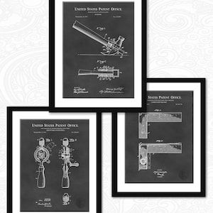 Vintage Carpentry Tool Art Set | Patent Prints of Hammer, Drill & Square | Gift for Builder or Woodworker | Garage or Workshop Decor