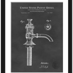 May include: A black and white illustration of a patent for a faucet for wash basins. The patent is dated August 7, 1877, and the patent number is 193,801. The illustration shows a detailed drawing of the faucet, with the text "UNITED STATES PATENT OFFICE" and "Inventor: J. E. Boyle" at the top and bottom of the image.