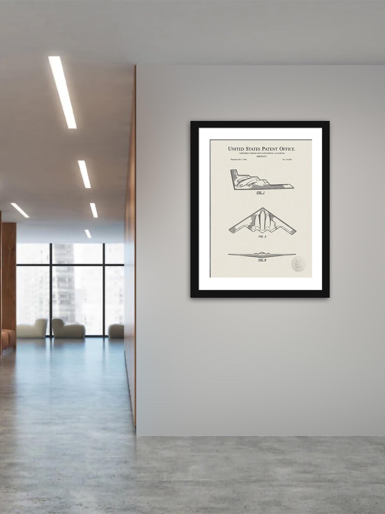 B2 Stealth Bomber Print 1991 Northrop Aircraft Patent Gift for