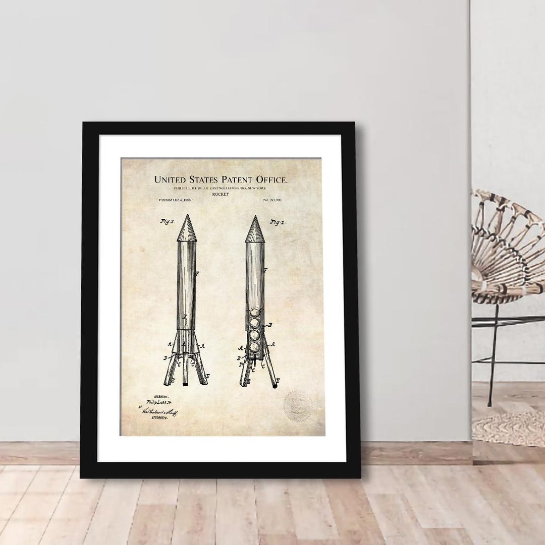 Vintage Spacecraft Concept | 1888 Rocket Design | Unique Gift for Space ...