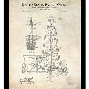 1911 Drilling Rig Patent  | Vintage Oil Rig Art | Gift for Engineers | Classic Wall Decor | Industrial Heritage Decor