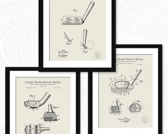 Vintage Golf Decor Collection | 1899-1928 Golf Tee, Golf Ball, and Golf Club Head Patents | Perfect Gift for Golfers | 3 Print Set
