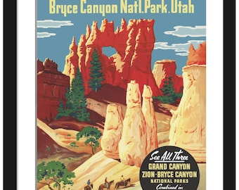 Rustic Canyon Art | Reproduction of 1924 Bryce Canyon Poster | Gift for National Park Enthusiast | Scenic Wall Art | Nature Decor