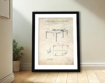 1935 Tennis Table Patent | Vintage Ping Pong Table Print | Game Room Wall Art | Gift for Table Tennis Enthusiast