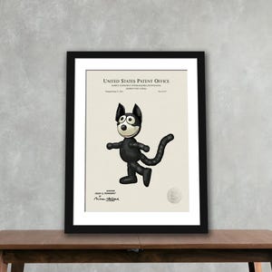 Classic Animated Cat | 1925 Doll Design Patent | Digitally Colored Wall Art | Cartoon Collectible Decor | Gift for Felix the Cat Fan