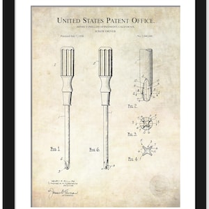 Antique Tool Print | 1936 Phillips Screwdriver Design Patent | Gift for Mechanics | Workshop Wall Art | Vintage Tool Decor