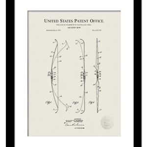 Vintage Archery Bow Patent | 1947 Bow Design for Archery Enthusiasts | Rustic Decor for Cabin or Man Cave | Gift for Archery Lovers