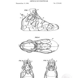 Vintage Basketball Design Print | 1994 Nike Sneaker Patent | Sports Decor for Home or Office | Gift for Basketball Enthusiast