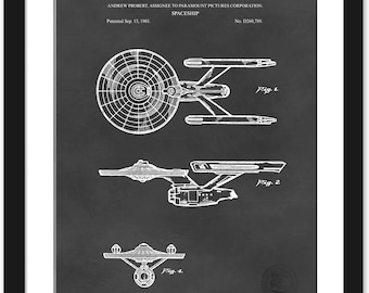 Classic Starship Design | 1981 Paramount Pictures Spaceship Patent | Sci-Fi Decor | Gift for Trekkies