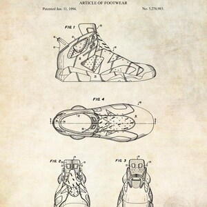 Vintage Basketball Design Print | 1994 Nike Sneaker Patent | Sports Decor for Home or Office | Gift for Basketball Enthusiast