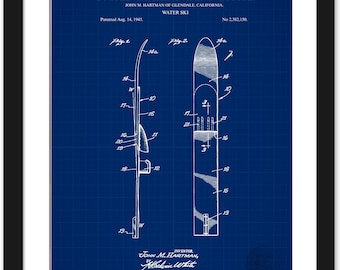 Vintage Water Ski Print | 1945 Water Ski Patent Art | Nautical Wall Decor | Gift for Water Skiers | Lake House Art