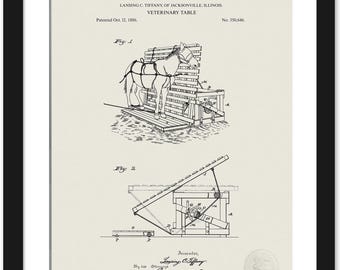 Vintage Veterinary Table Print | 1886 Patent Art | Gift for Veterinarian or Horse Lover | Equine Clinic Decor | Farm Animal Care Wall Art