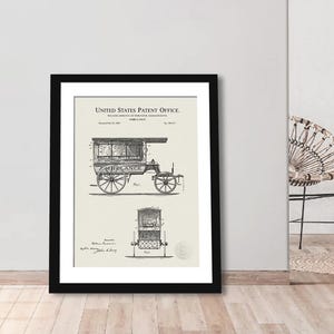 Antique Ambulance Print | 1889 Ambulance Design Patent | Gift for EMTs | Medical History Art | Industrial Decor