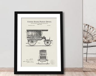 Antique Ambulance Print | 1889 Ambulance Design Patent | Gift for EMTs | Medical History Art | Industrial Decor