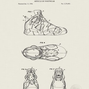 Vintage Basketball Design Print | 1994 Nike Sneaker Patent | Sports Decor for Home or Office | Gift for Basketball Enthusiast