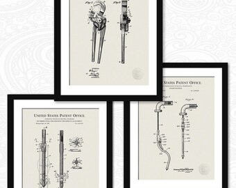 Vintage Plumbing Tool Set | Pipe Wrench, Drain Tool & Alignment Patnets | Gift for Plumber or Contractor | Workshop Wall Decor