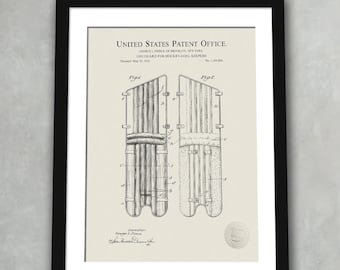 Goalkeeper Leg Guard Patent | 1916 Vintage Hockey Equipment Print | Ice Hockey Room Decor | Goalie Gift | Unique Sports Wall Art