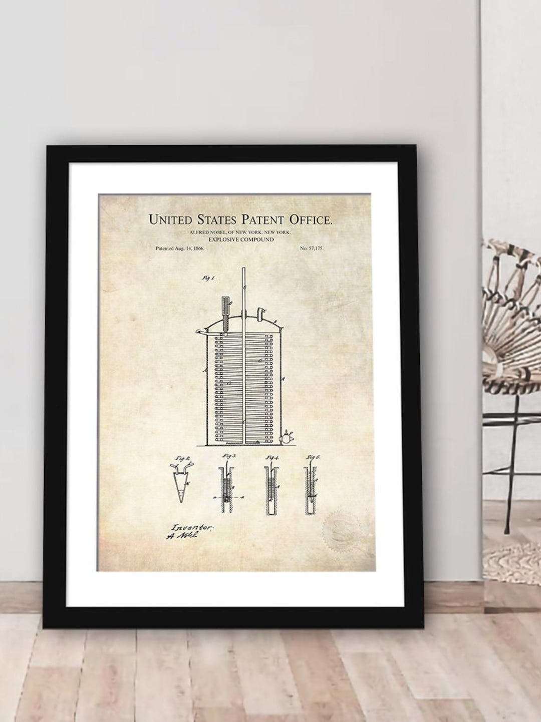Dynamite Decor | Explosive Invention Print | 1866 Alfred Nobel Patent ...