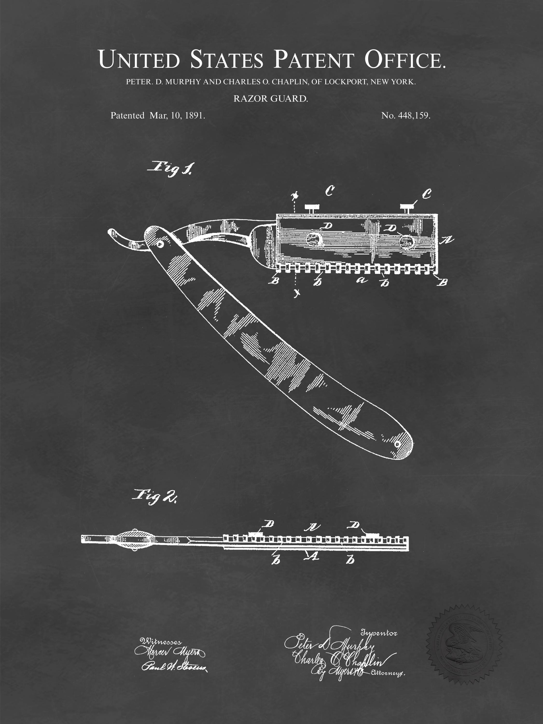 Antique Straight Razor Print | 1891 Razor Patent | Classic Grooming ...