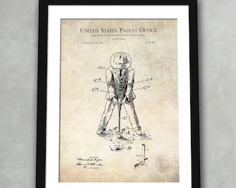 Vintage Taylor Golf Club Design | 1905 Golf Club Patent by Frederick W. Taylor | Unique Gift for Golf Lovers | Golf Room Wall Art
