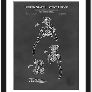 Wire Stripping Tool Patent Print | 1940 Vintage Art | Gift for Electrician or Handyman | Tool Shop Wall Decor | Retro Workshop Print