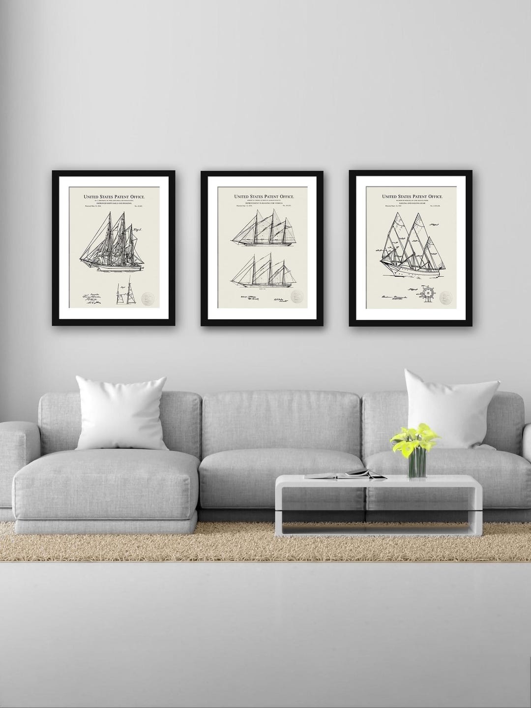 Tall Ship Collection | 3 Print Set | Vintage Sailboat Patents ...