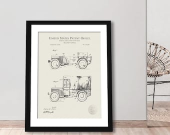 Classic Jeep Willys Design | Print of 1941 Military Vehicle Patent | WWII Vehicle Decor | Gift for Jeep Enthusiasts