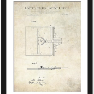 Drafting Instrument Patent Print | 1881 Technical Drawing Tool Art | Gift for Architect or Engineer | Vintage Design Office Decor