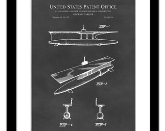 Aircraft Carrier Design | 1951 Aerojet Patent by C. A. Gongwer | Naval Engineering Wall Art | Gift for Naval Enthusiasts