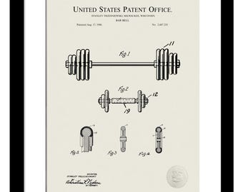 Barbell Weight Patent | 1948 Barbell Patent Print | Ideal Gym Wall Decor | Fitness Gift for Weightlifters | Home Gym Art for Trainers