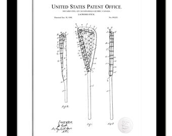 Antique Lacrosse Stick Print | 1908 Sports Equipment Patent | Perfect for Game Room Decor | Gift for Lacrosse Players