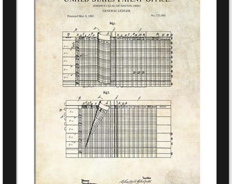 Accounting Office Art | 1903 General Ledger Patent | Accountant Gift | Office Wall Decor | Historical Business Art