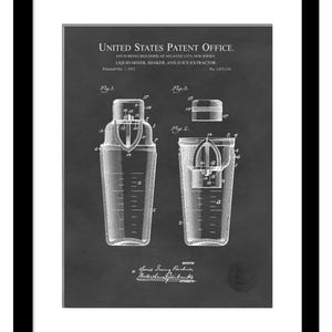Classic Bar Decor | 1913 Cocktail Shaker Patent | Vintage Mixology Wall Art | Home Bar Print | Gift for Bartenders & Drink Enthusiasts