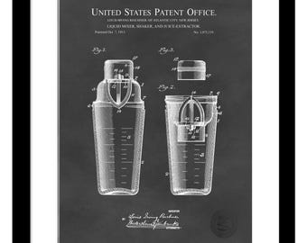 Classic Bar Decor | 1913 Cocktail Shaker Patent | Vintage Mixology Wall Art | Home Bar Print | Gift for Bartenders & Drink Enthusiasts