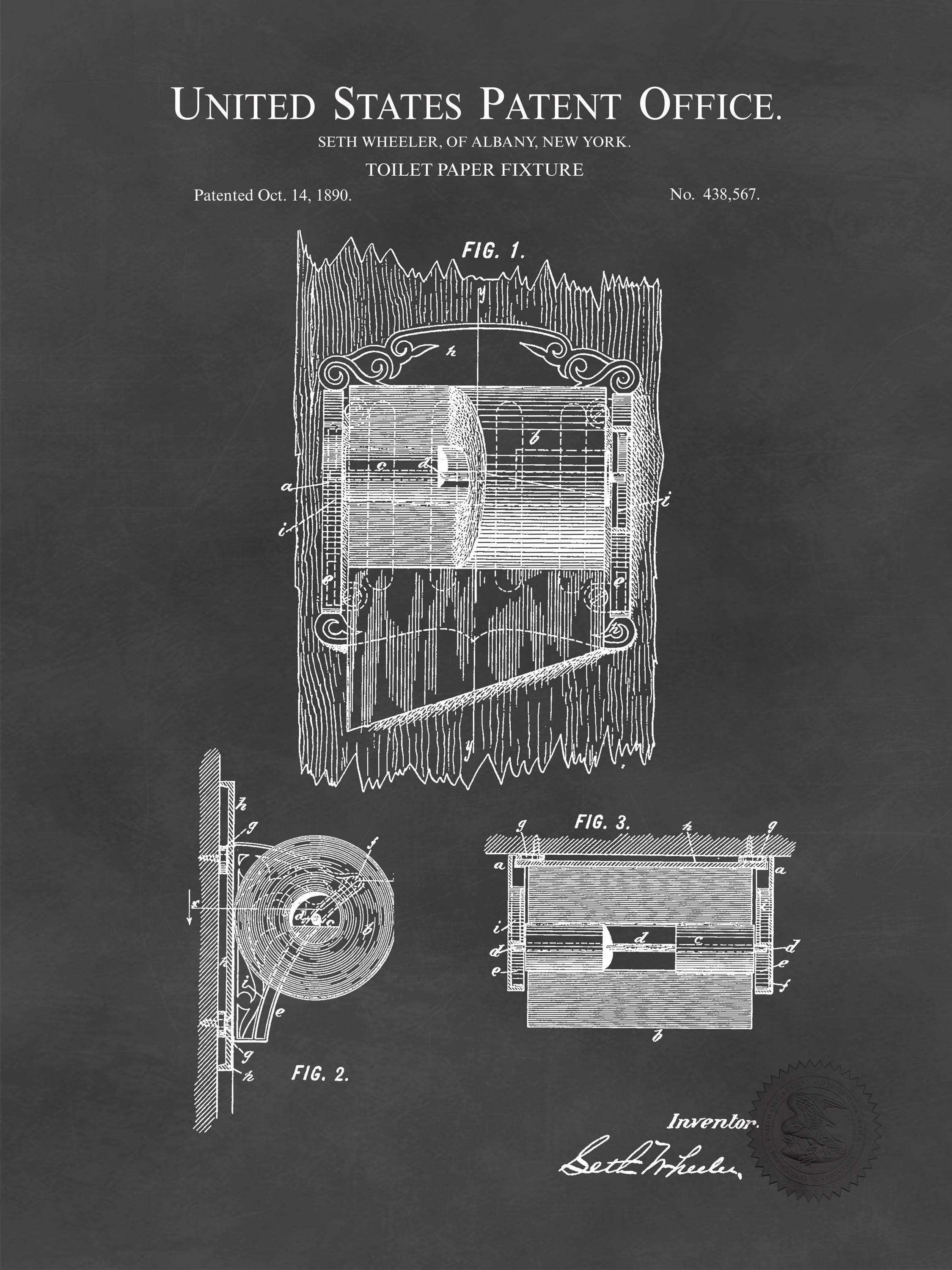 Vintage Bathroom Decor | 1890 Toilet Paper Fixture Patent | Unique ...