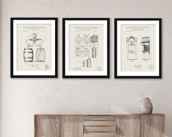 Classic Brewery Decor | 1886-1900 Beer Equipment Patent Prints | Vintage Pub Wall Art | Home Bar & Man Cave Decor | Set of 3