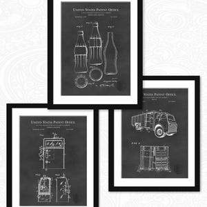 Early Coca-Cola Designs | Prints of Vintage Coca-Cola Patents | 3 Print Set | Gift For Coke Enthusiast | Classic Kitchen Decor